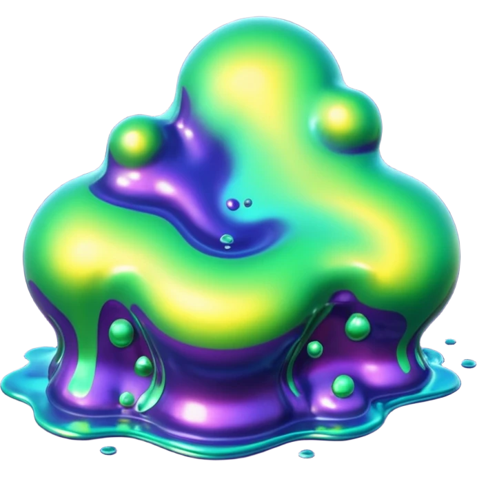 3D render of Oil Slick, toxic waste aesthetic, bubbling liquid, industrial warning texture. emoji