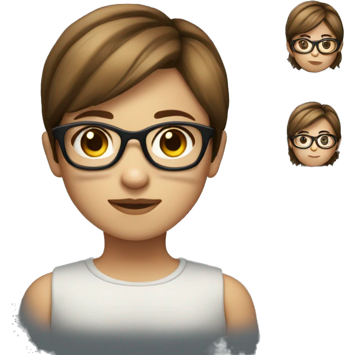 little gir with short brown hair with glasses emoji