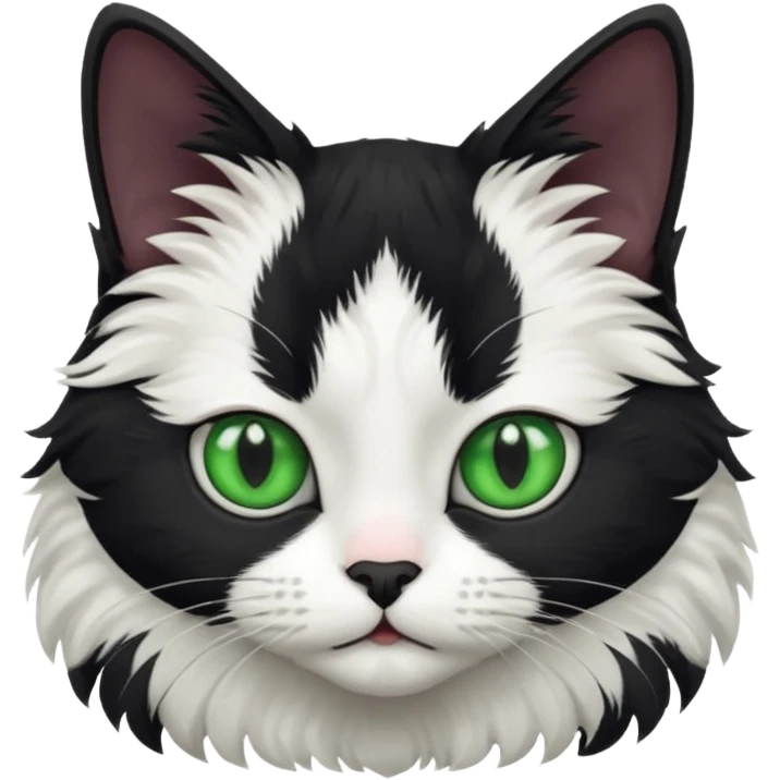 chat noir et blanc au yeux vert  emoji