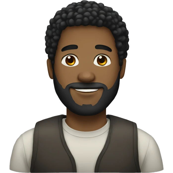 black man with beard, mustache, and short afro  emoji