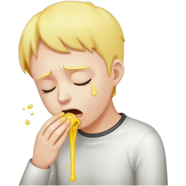 Vomiting yellow vomit while looking up emoji