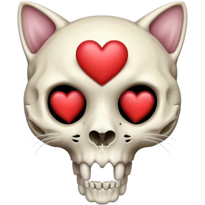 cat skull with a heart above the skull emoji