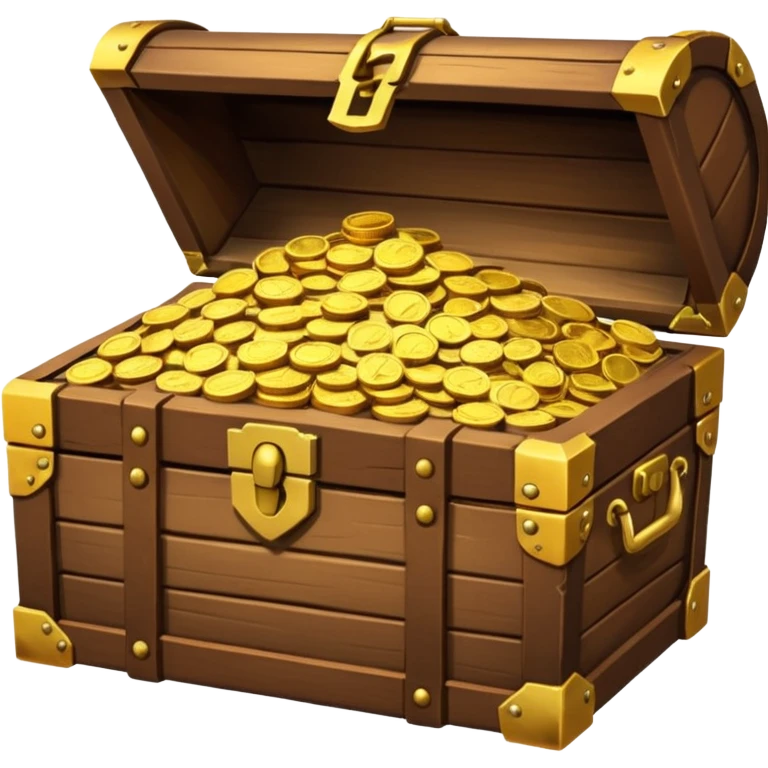 wooden brown treasure chest filled with coins pack in gradient emoji