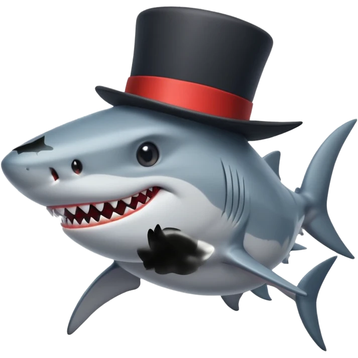 Shark with a top hat emoji