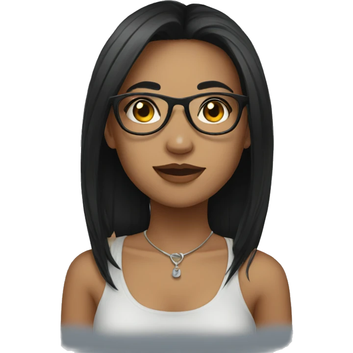 girl with piercings and black hair glasses emoji