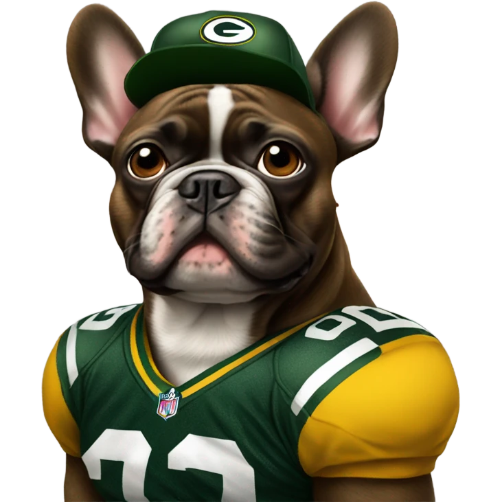 Brown French bulldog Greenbay Packer fan  emoji