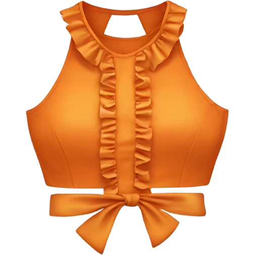 Realistic orange cut out crop top blouse. Ruffles. Isolated. Fancy sash emoji