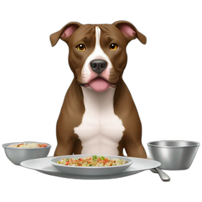 Pit bull waiting for dinner emoji