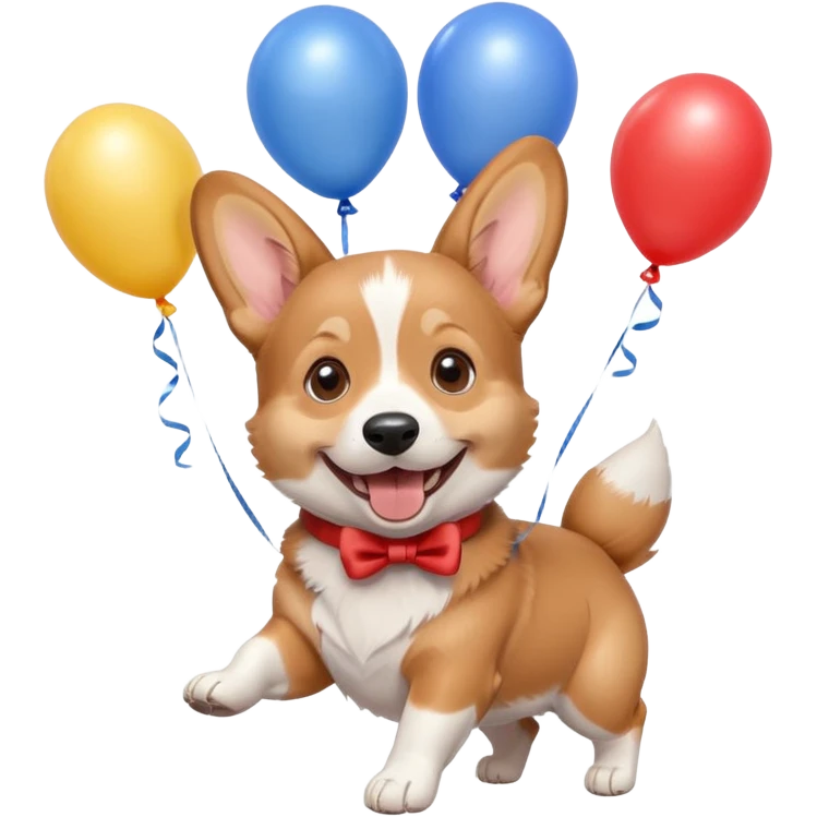 caricatura gorgi gales perrita celebrando feliz con globos y emocion  emoji