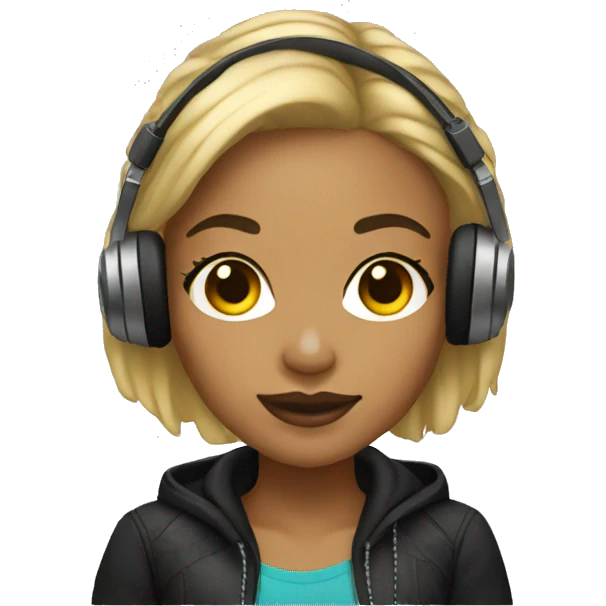 female light skin black Dj emoji