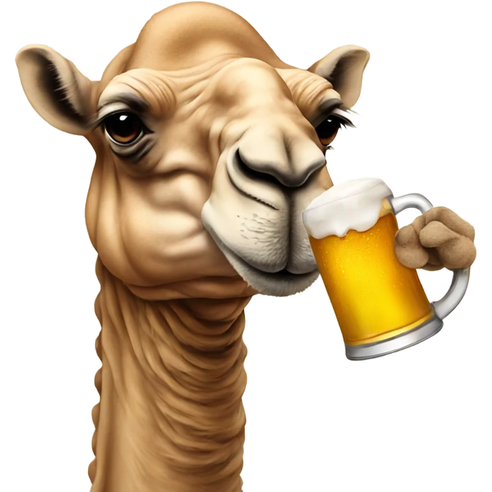 Camel drinking a beer emoji