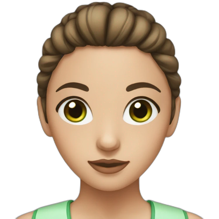 girl with green eyes, with bun and brunette hair emoji