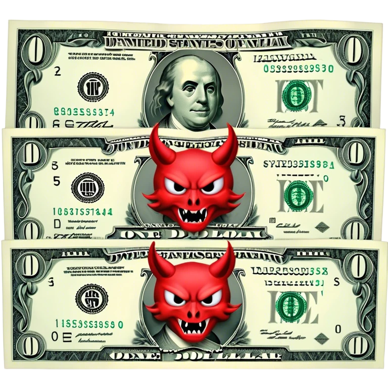 hellbucks, hell red demonic dollar bills emoji