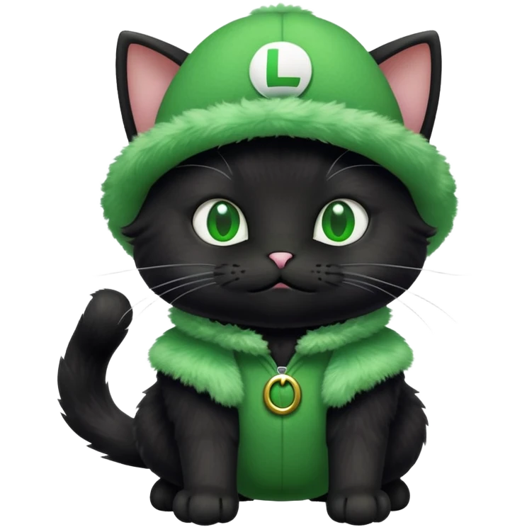 Black cat in Luigi costume  emoji