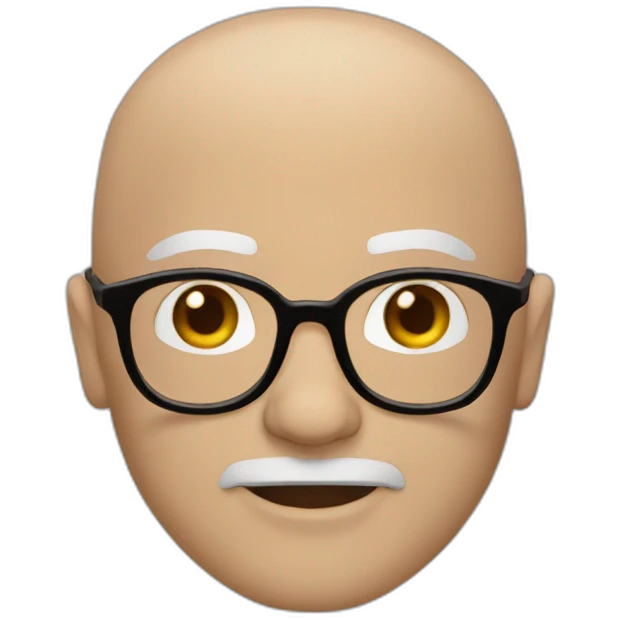 White bald man wearing brown-ish round shaped glasses and long sleeve shirt emoji