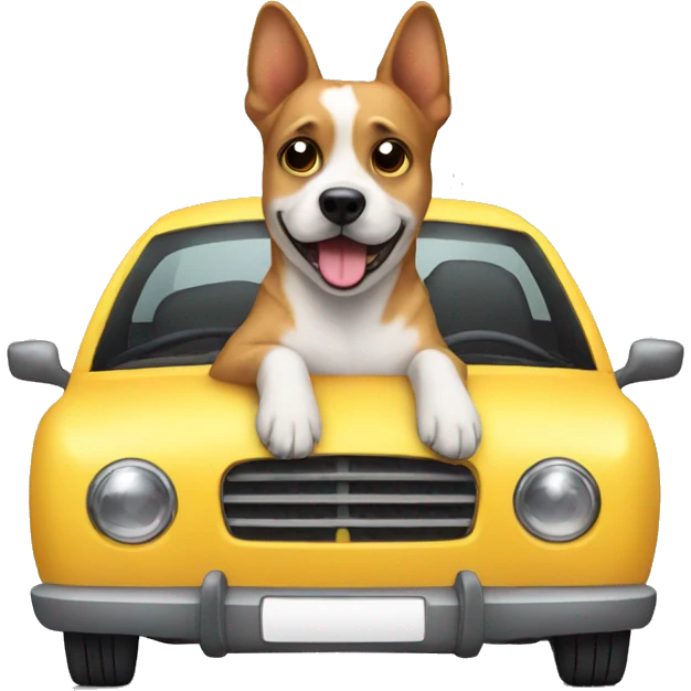 dog whit car emoji