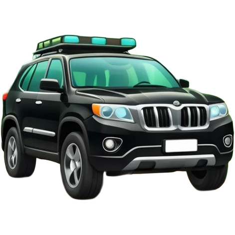 SUV car driving through a forest with trees emoji
