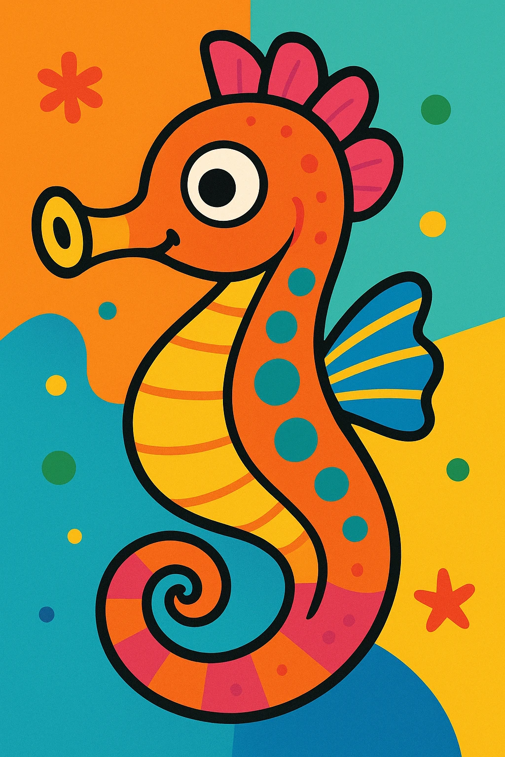 colorful and playful seahorse in vibrant cartoon style emoji