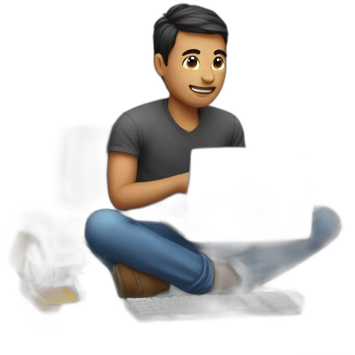 a man is playing computer game emoji