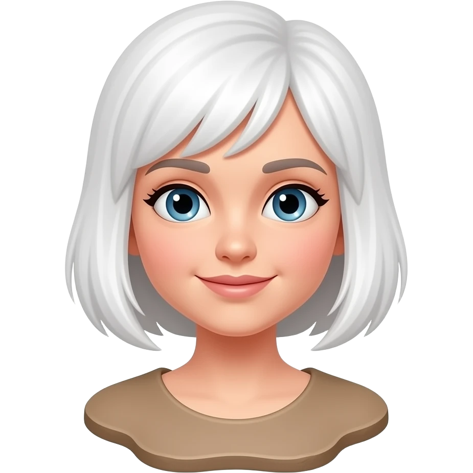 A girl with white hair and no bangs slab building pottery emoji