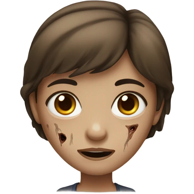 girl with brown hair and eyes zombie emoji