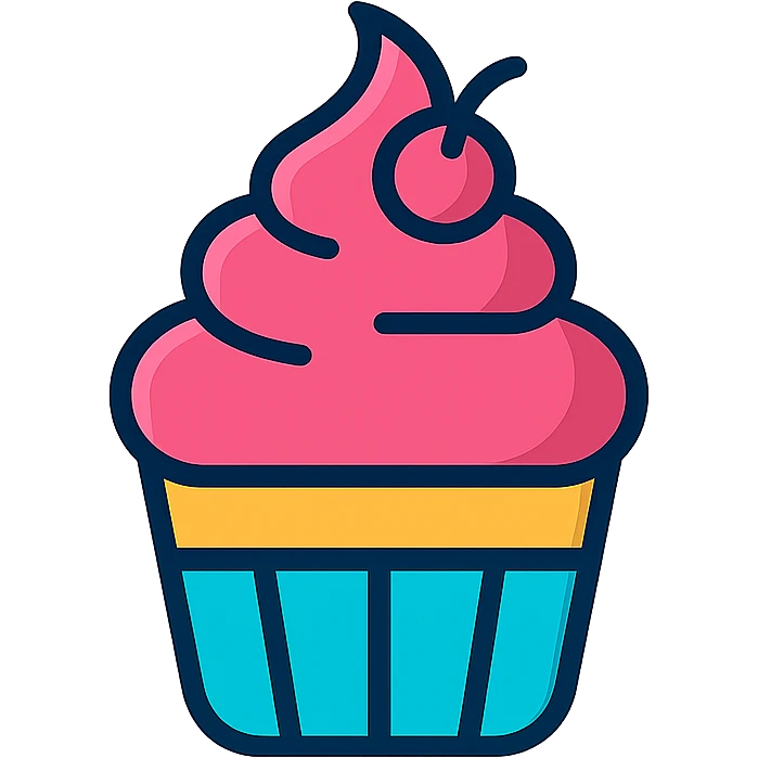 cupcake, color outline icon style, black outlines, simple and clear emoji