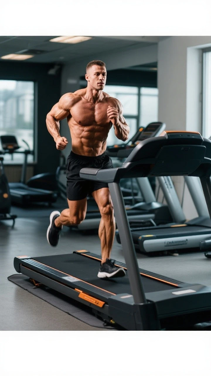 bodybuilder che corre sul tapisroulant emoji