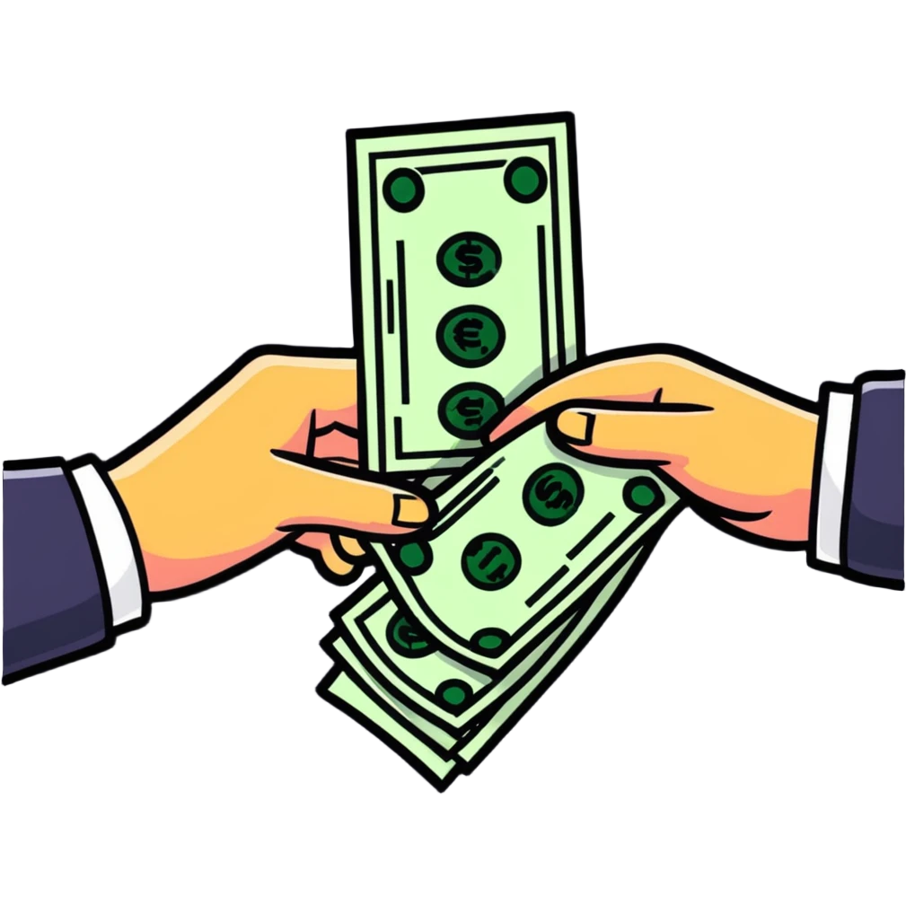 money being handed from one person to another emoji