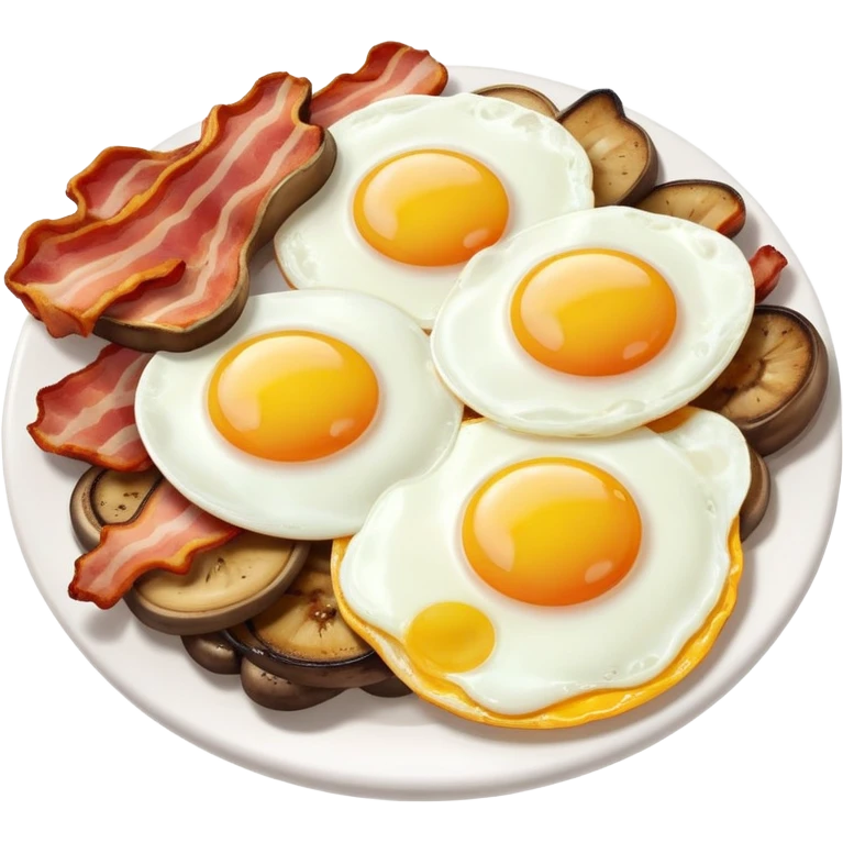 2fried eggs with grilled bacon and grilled mushrooms  emoji