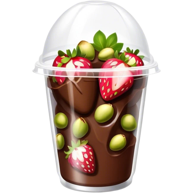 Chocolate covered Strawberries with pistachios in a plastic cup emoji