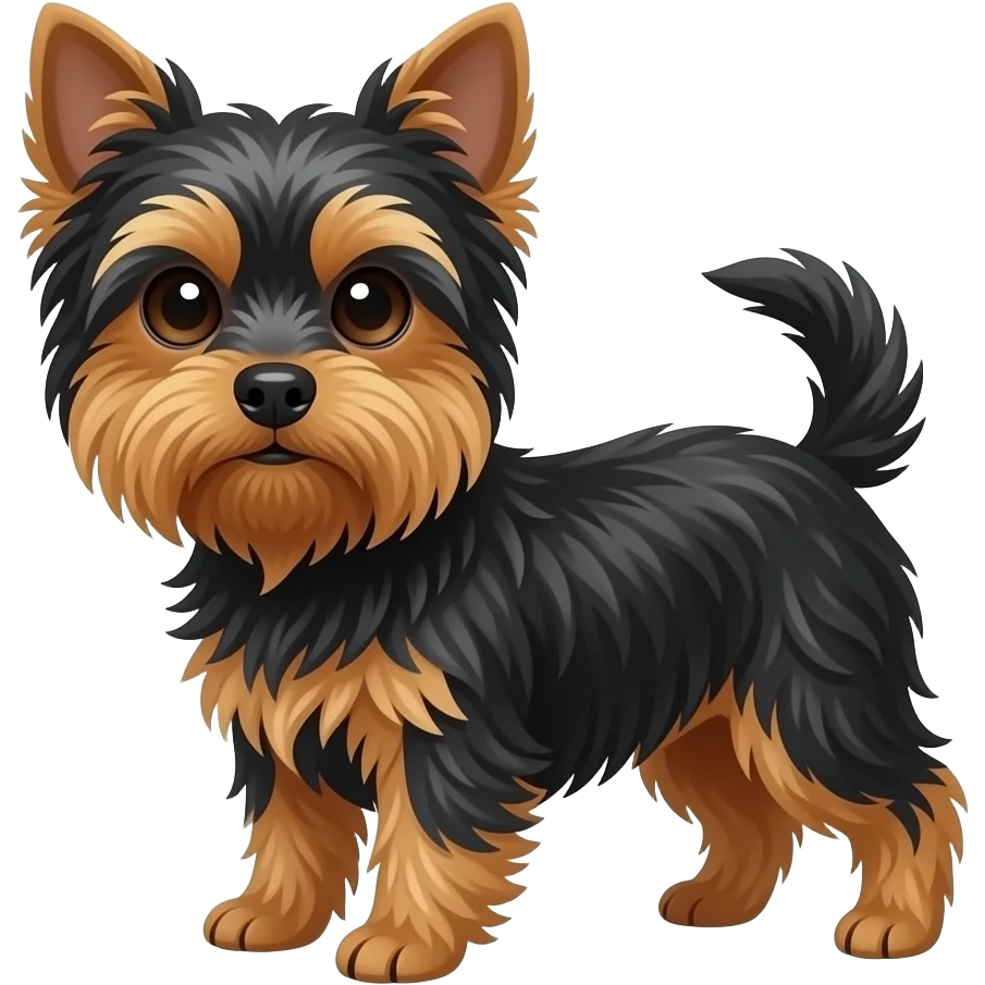 chatain girl with bob haircut and no frindge with dog Yorkshire full black with no brown with long hair in the eye and little blond girl with pixie cut emoji