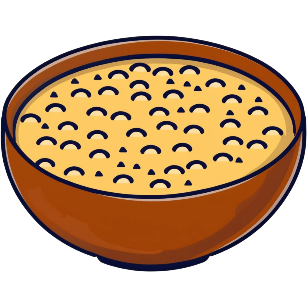 A small wooden bowl filled with tiny sesame seeds emoji