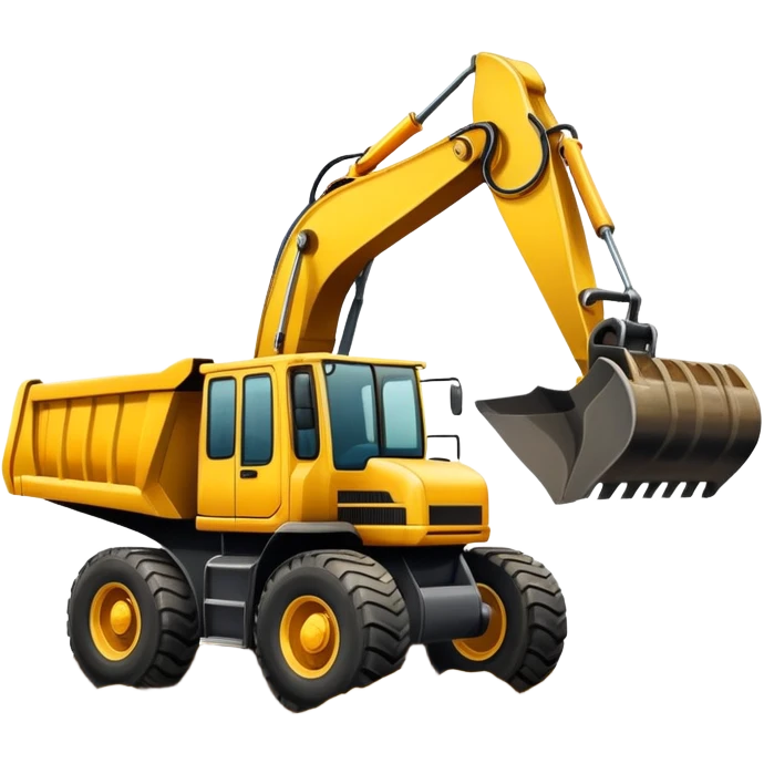 Excavator loading dirt in a dump truck emoji