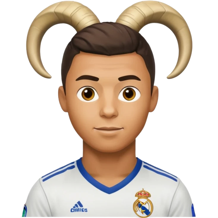 I want Ronaldo in Madrid and something over his head saying GOAT emoji