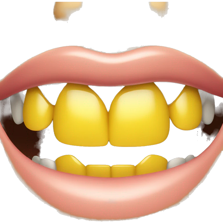 smile mouth with yellow tooth emoji