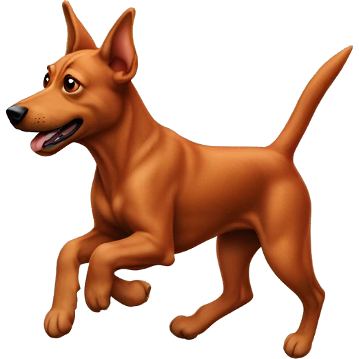 realistic solid red dog with pointed ears running emoji