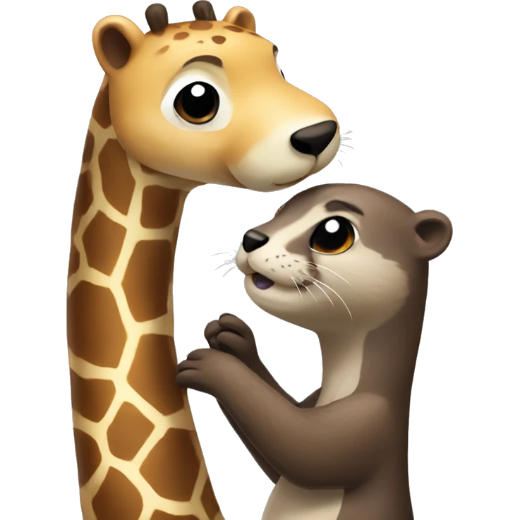 River otter and giraffe hugging  emoji