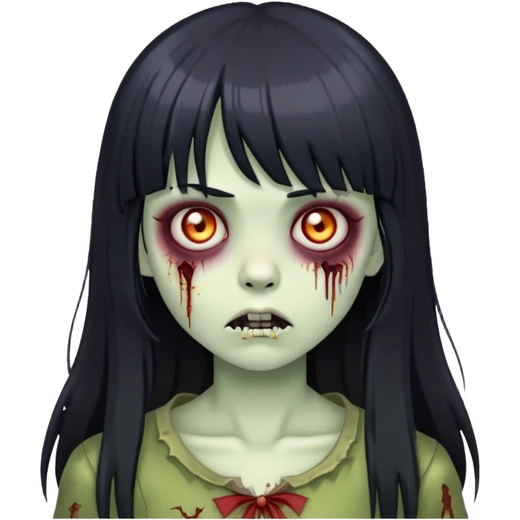 Girl zumbie with black long hair with bangs  emoji