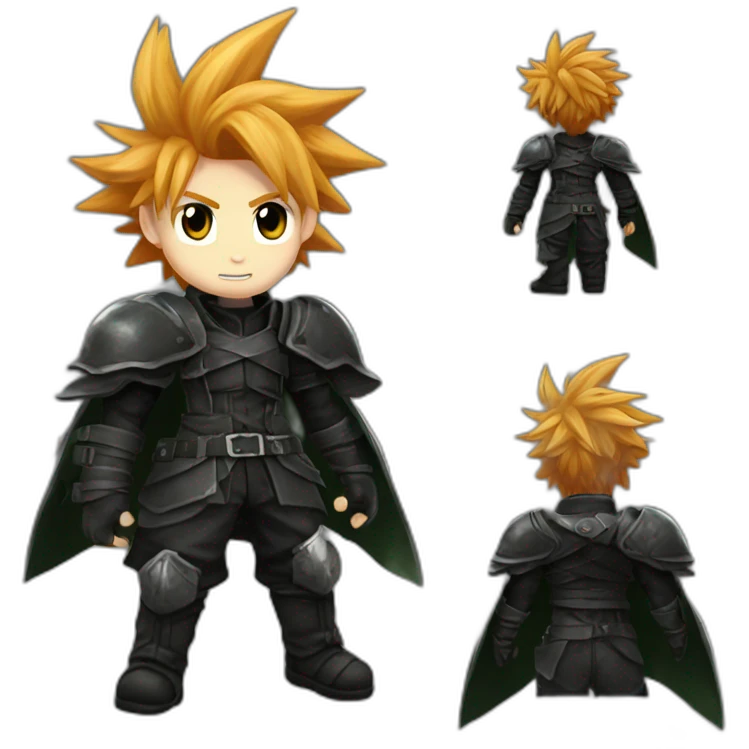 Ginger cloud strife with midgar clothes black emoji