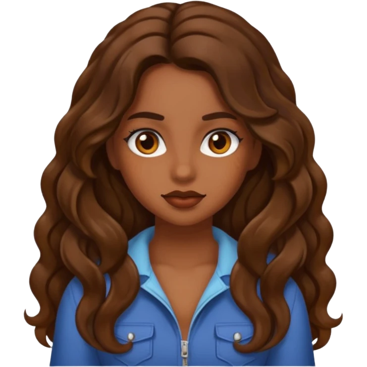 Baddie girl with brown long wavy hair emoji