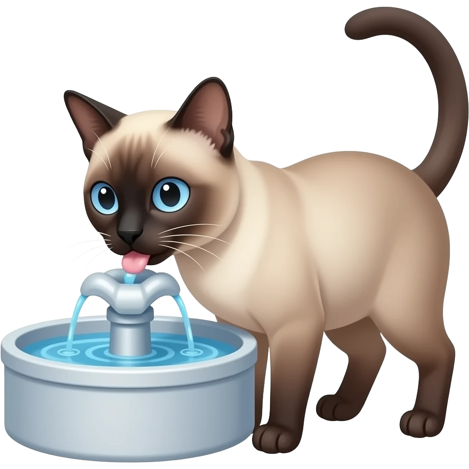 water fountain with siamese drinking emoji