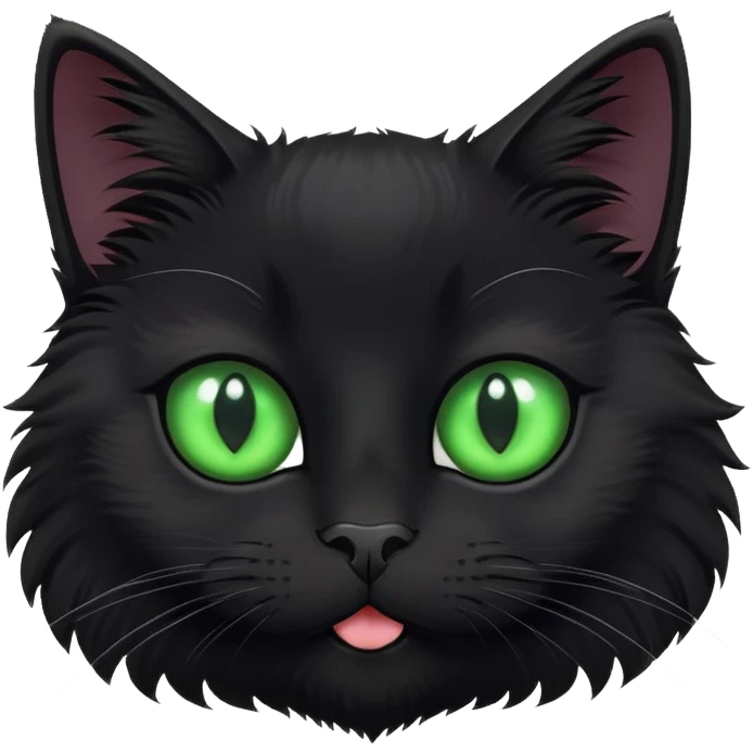 Playful black cat with green eyes emoji