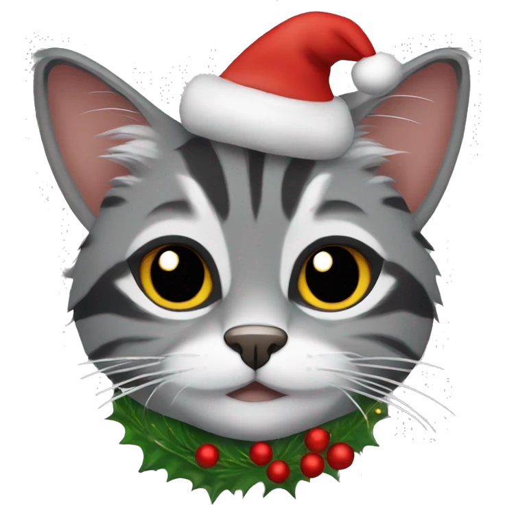 Grey coon cat christmas emoji
