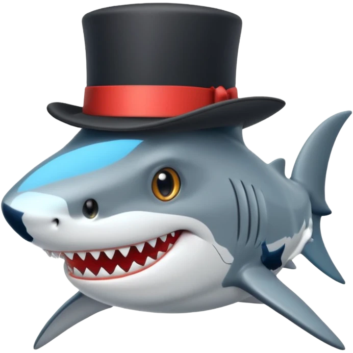 Shark with a top hat emoji