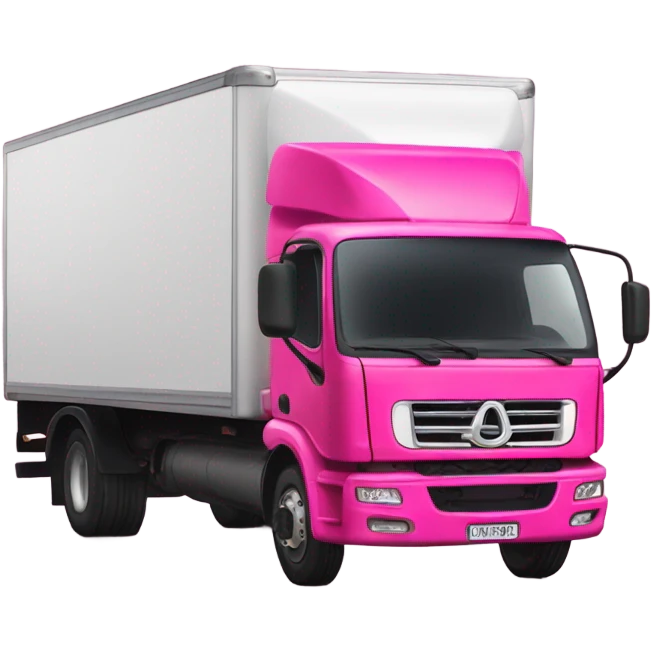 A hot pink semi trailer truck with learner plates ￼ emoji