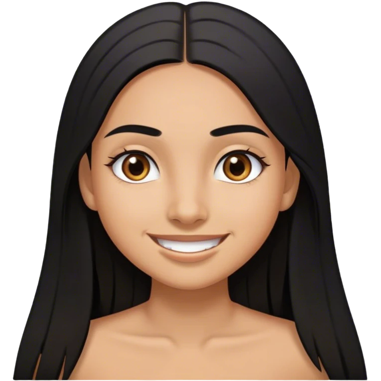 Tan girl with long straight hair bright eyes high eyebrows and chamorro features smiling emoji