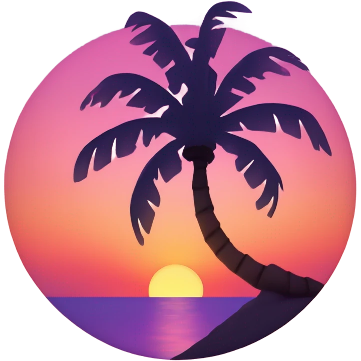 Ocean sunset with palm tree emoji