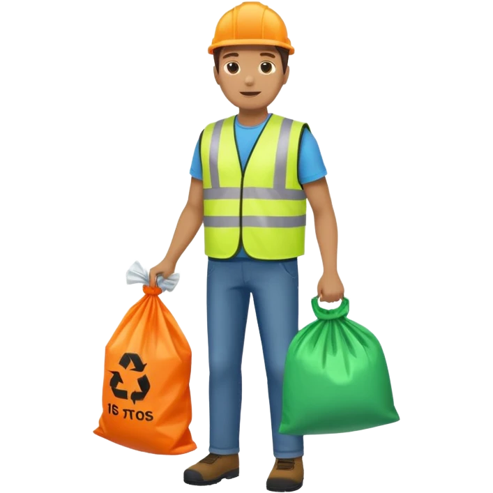 waste-management, neon safety vest, trash picker, cleaning up trash, full body emoji