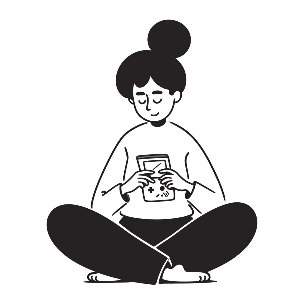 A person plays with the gameboy emoji