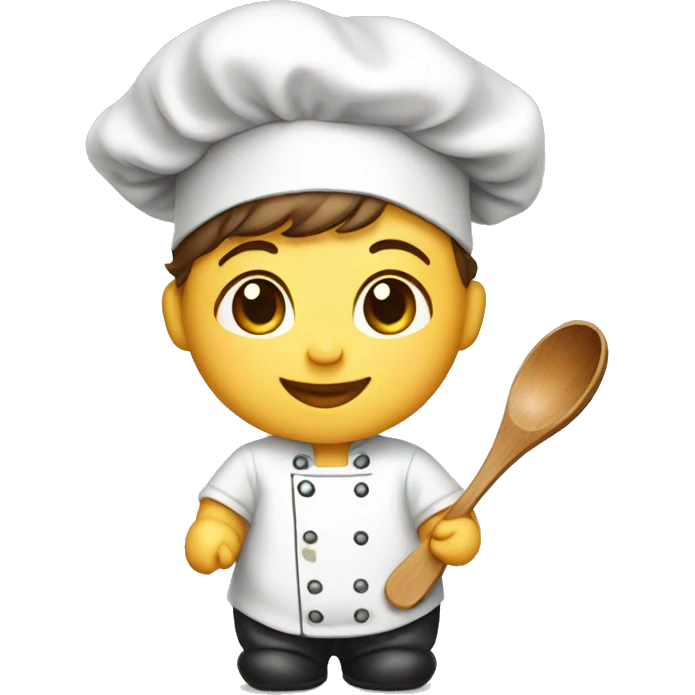 chef baby wearing chef hat and holding wooden spoon emoji